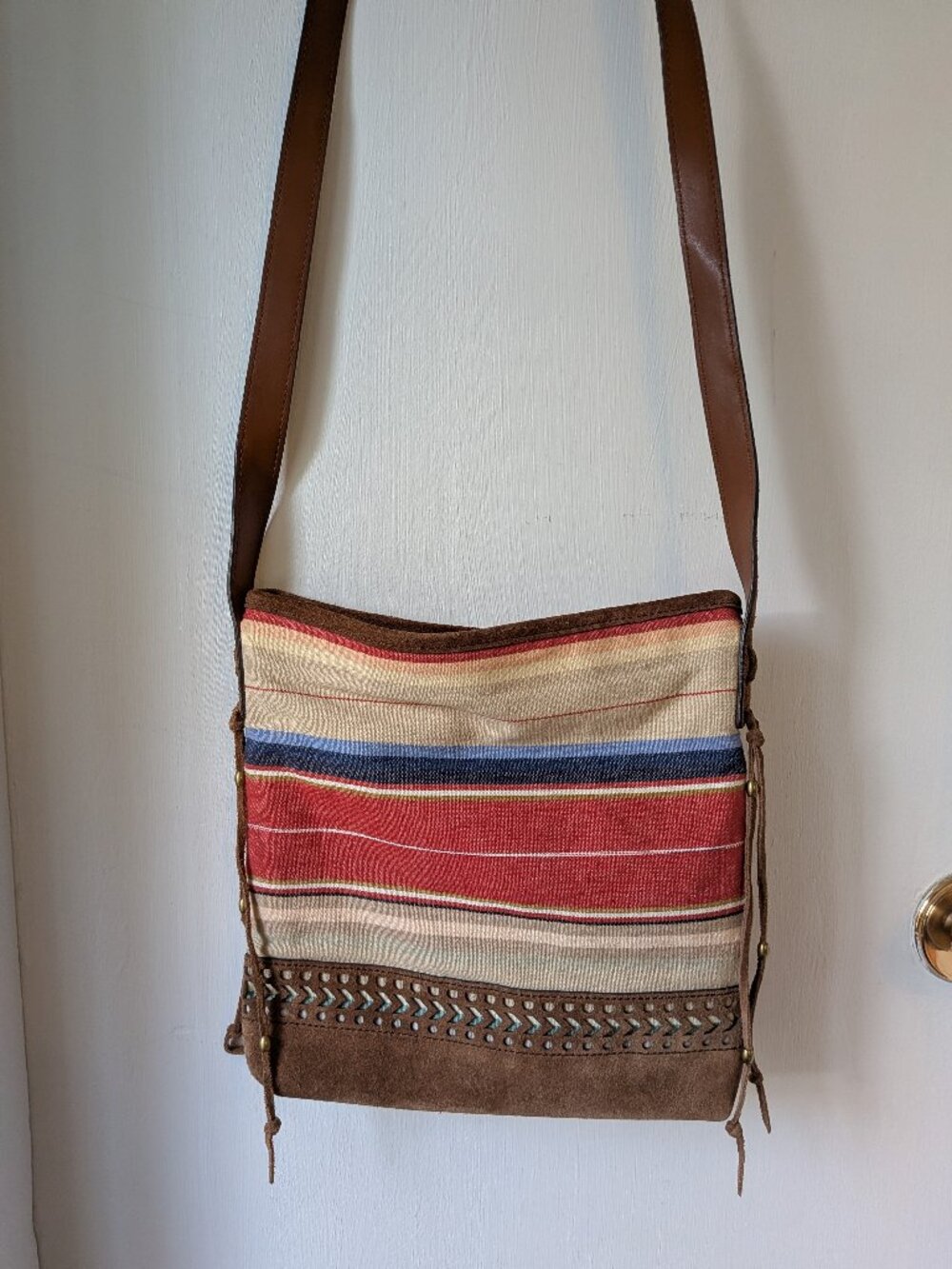 Lauren Ralph Lauren boho Canvas & Suede Crossbody Bag